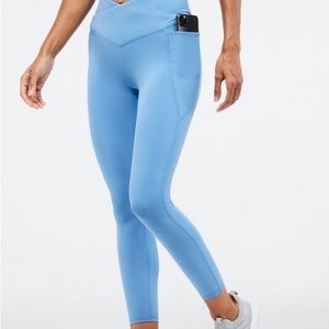 Fabletics Blue crossover leggings XXS